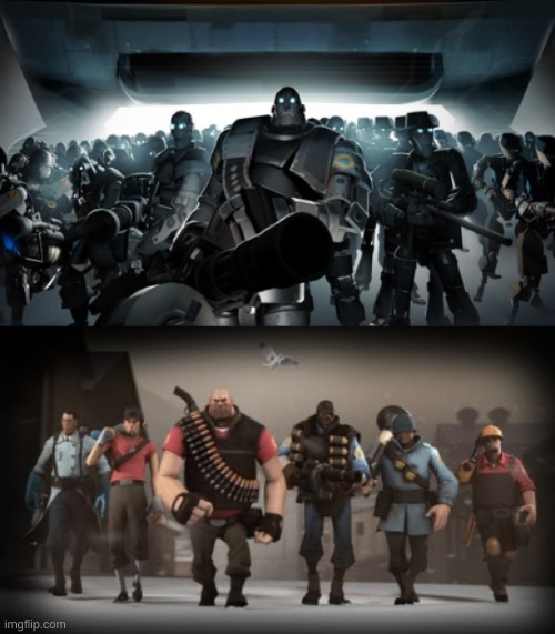 Mann vs. Machine | image tagged in mann vs machine,tf2,team fortress 2 | made w/ Imgflip meme maker