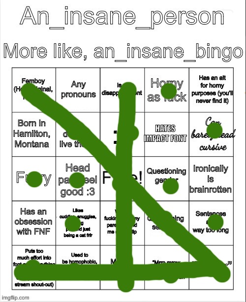 :3 | image tagged in an_insane_bingo slight update | made w/ Imgflip meme maker