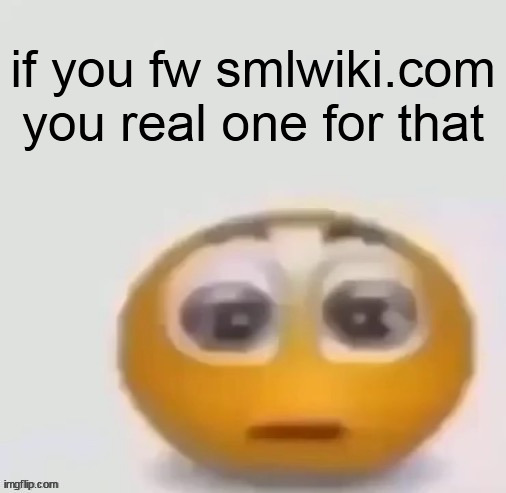 holy moly (straight face) | if you fw smlwiki.com you real one for that | image tagged in holy moly straight face | made w/ Imgflip meme maker