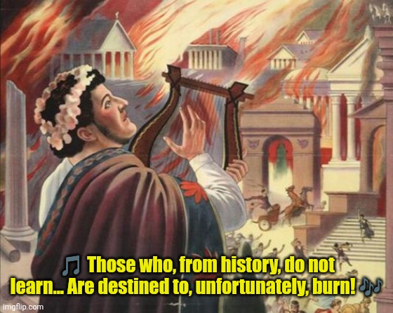 Nero Burns | ? Those who, from history, do not learn... Are destined to, unfortunately, burn! ? | image tagged in nero burns | made w/ Imgflip meme maker
