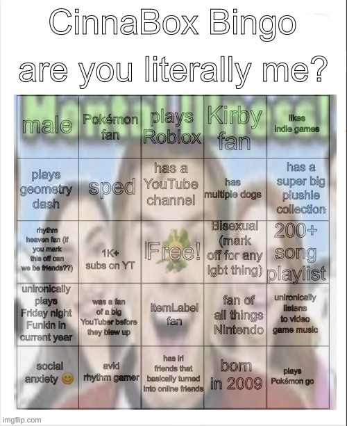 CinnaBox Bingo | image tagged in cinnabox bingo | made w/ Imgflip meme maker