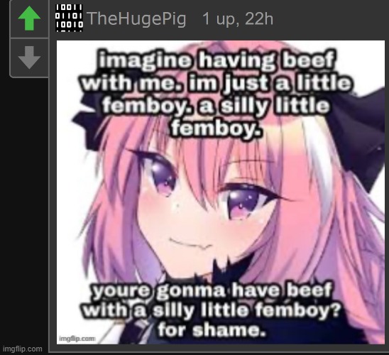 TheHugeFemboy | image tagged in thehugefemboy | made w/ Imgflip meme maker