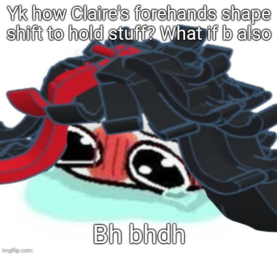 Amb shamb bbbmba | Yk how Claire's forehands shape shift to hold stuff? What if b also; Bh bhdh | image tagged in amb shamb bbbmba | made w/ Imgflip meme maker