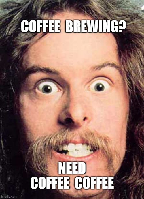 MEME OF TED NUGENT---COFFEE BREWING? | COFFEE  BREWING? NEED COFFEE  COFFEE | image tagged in hoppy coffee | made w/ Imgflip meme maker