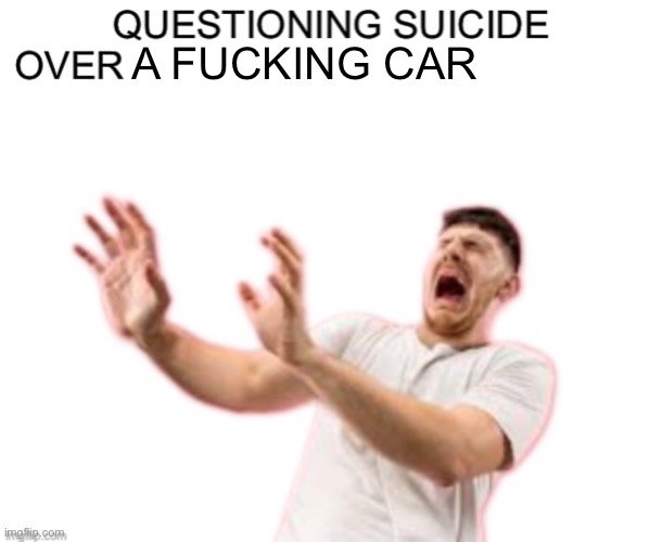 Questioning sewer slide over a meme website | A FUCKING CAR | image tagged in questioning sewer slide over a meme website | made w/ Imgflip meme maker