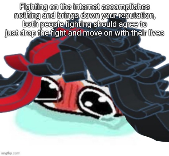 Amb shamb bbbmba | Fighting on the internet accomplishes nothing and brings down your reputation, both people fighting should agree to just drop the fight and move on with their lives | image tagged in amb shamb bbbmba | made w/ Imgflip meme maker