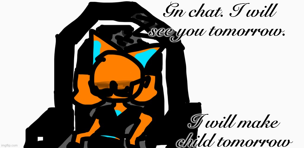 Sleepy aria | Gn chat. I will see you tomorrow. I will make child tomorrow | image tagged in sleepy aria | made w/ Imgflip meme maker