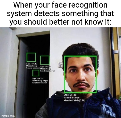 When your face recognition system detects something that you should better not know it: | image tagged in horror,face recognition,spirits,funny,memes | made w/ Imgflip meme maker