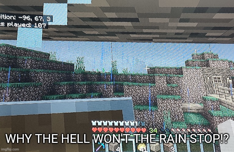 It's been going since day 100 | WHY THE HELL WON'T THE RAIN STOP!? | made w/ Imgflip meme maker