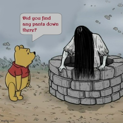 Why did Pooh wear a shirt but not pants? | image tagged in funny memes,winnie the pooh,the ring | made w/ Imgflip meme maker