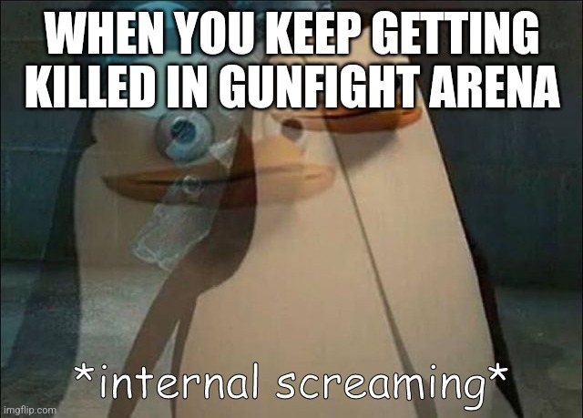 what | WHEN YOU KEEP GETTING KILLED IN GUNFIGHT ARENA | image tagged in private internal screaming | made w/ Imgflip meme maker