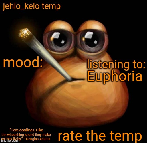 jehlo kelo temp | Euphoria; rate the temp | image tagged in jehlo kelo temp | made w/ Imgflip meme maker