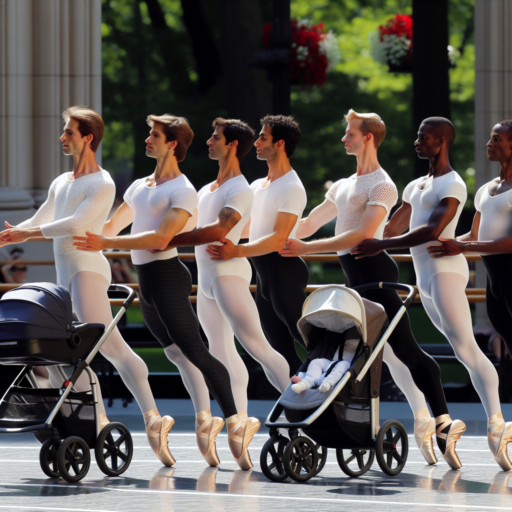 male ballet dancers pushing baby strollers Blank Meme Template