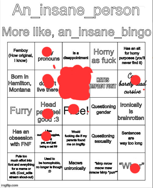 image tagged in an_insane_bingo slight update | made w/ Imgflip meme maker