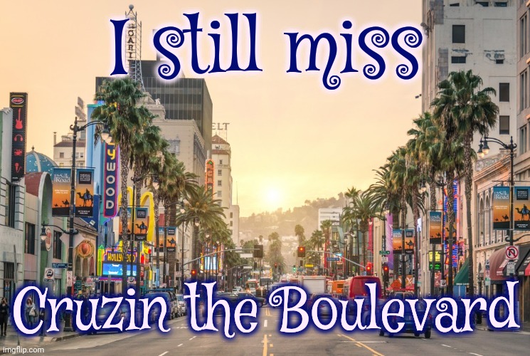 You Don't Miss It Until You're Gone | I still miss; Cruzin the Boulevard | image tagged in los angeles,california,hollywood boulevard,hollywood,san diego,memes | made w/ Imgflip meme maker