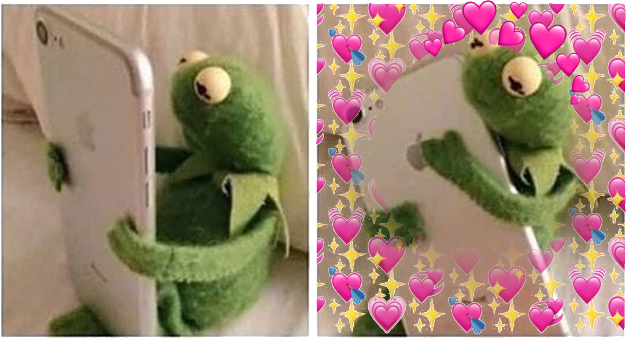 Kermit Hugs Phone With Hearts Blank Meme Template