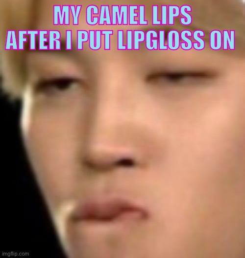 Jimin | MY CAMEL LIPS AFTER I PUT LIPGLOSS ON | image tagged in bts,jimin | made w/ Imgflip meme maker