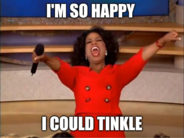 Happy | I'M SO HAPPY; I COULD TINKLE | image tagged in memes,oprah you get a,funny memes | made w/ Imgflip meme maker