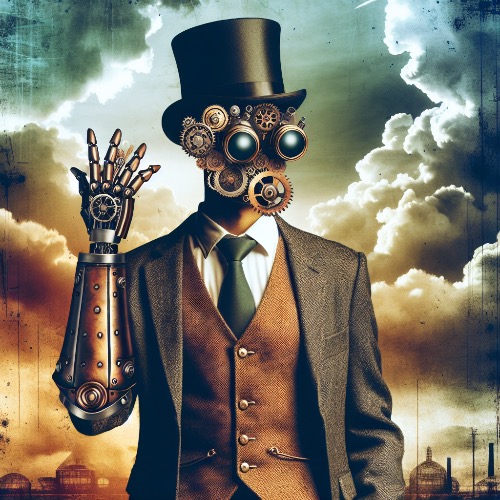 Steampunk | image tagged in steampunk costume with a mechanical arm and hand and a menacing,costume | made w/ Imgflip meme maker