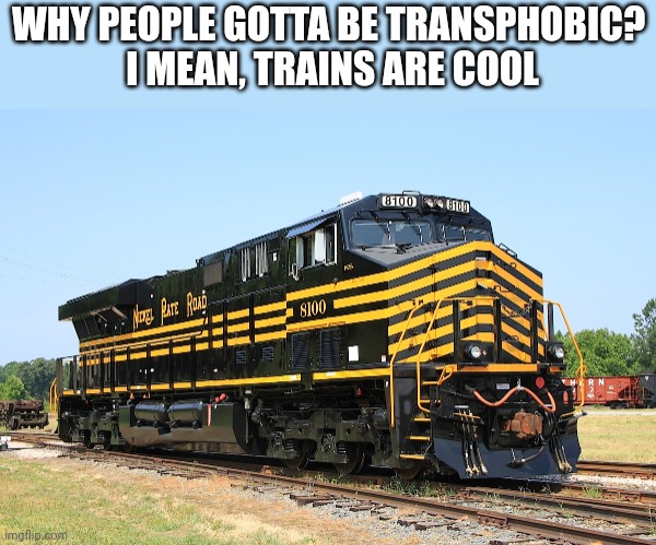 I'm def getting either cancelled, banned or both for this, ain't I? | WHY PEOPLE GOTTA BE TRANSPHOBIC? 
I MEAN, TRAINS ARE COOL | made w/ Imgflip meme maker