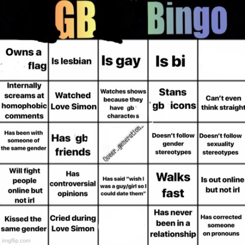 Fixed | image tagged in lgbtq bingo | made w/ Imgflip meme maker