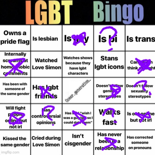 wha is this bingo omg | image tagged in lgbtq bingo | made w/ Imgflip meme maker