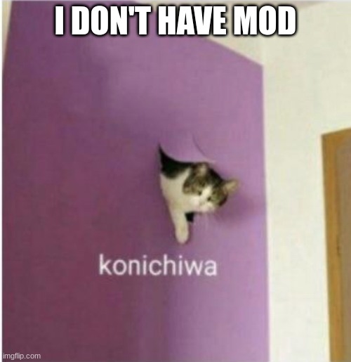 Konichiwa | I DON'T HAVE MOD | image tagged in konichiwa | made w/ Imgflip meme maker