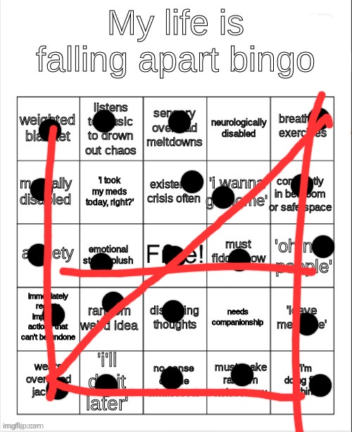 Help me | image tagged in my life is falling apart bingo | made w/ Imgflip meme maker