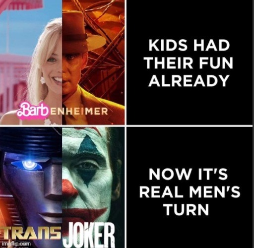 Barbenheimer/Transjoker | image tagged in barbenheimer,transjoker,reposts,repost,memes,movies | made w/ Imgflip meme maker