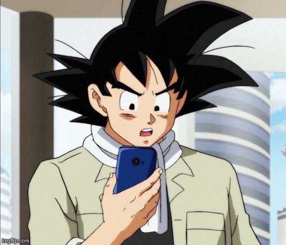 image tagged in goku checks phone | made w/ Imgflip meme maker