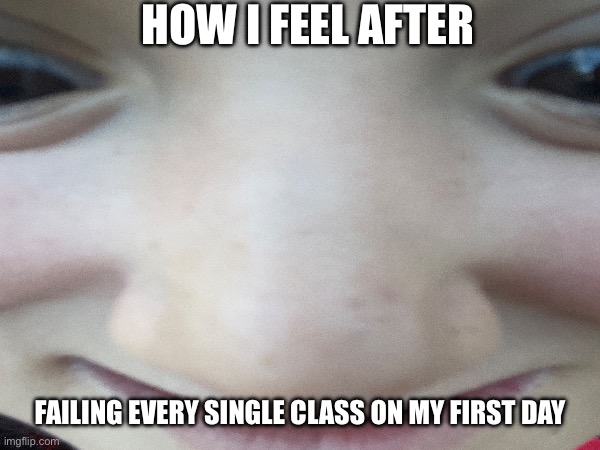 Downtism | HOW I FEEL AFTER; FAILING EVERY SINGLE CLASS ON MY FIRST DAY | image tagged in funny | made w/ Imgflip meme maker