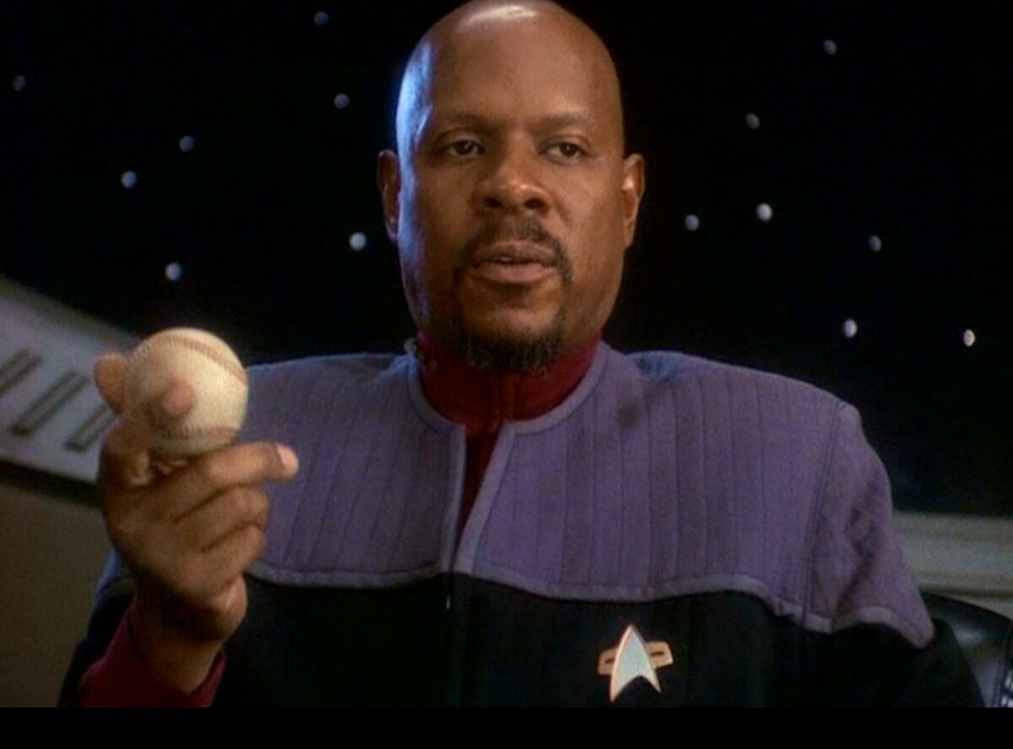 High Quality Ben Sisko with baseball Blank Meme Template