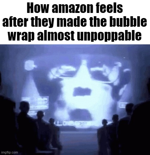 1984 gif | How amazon feels after they made the bubble wrap almost unpoppable | image tagged in 1984 gif | made w/ Imgflip meme maker