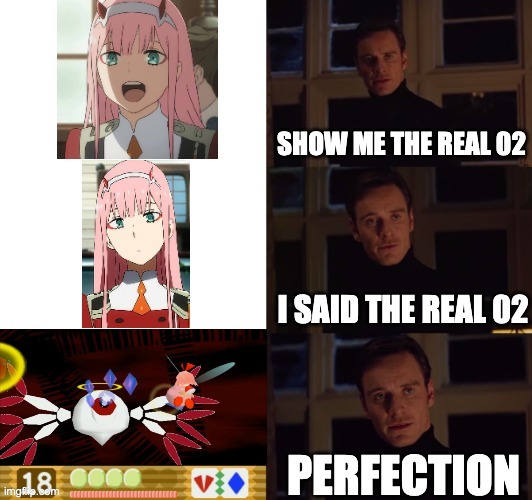 Kirby 02 > DitF 02 | image tagged in video games,kirby,anime,darling in the franxx | made w/ Imgflip meme maker