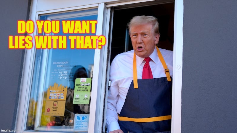 Orange Clown | DO YOU WANT LIES WITH THAT? | image tagged in trump,mcdonald's | made w/ Imgflip meme maker