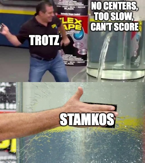 Flex Tape | NO CENTERS, TOO SLOW, 
CAN'T SCORE; TROTZ; STAMKOS | image tagged in flex tape | made w/ Imgflip meme maker