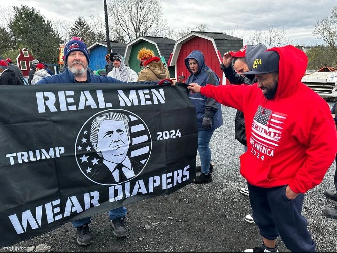 Trump fans support diapers. How low Trump has brought us. | image tagged in trump fans support diapers how low trump has brought us | made w/ Imgflip meme maker