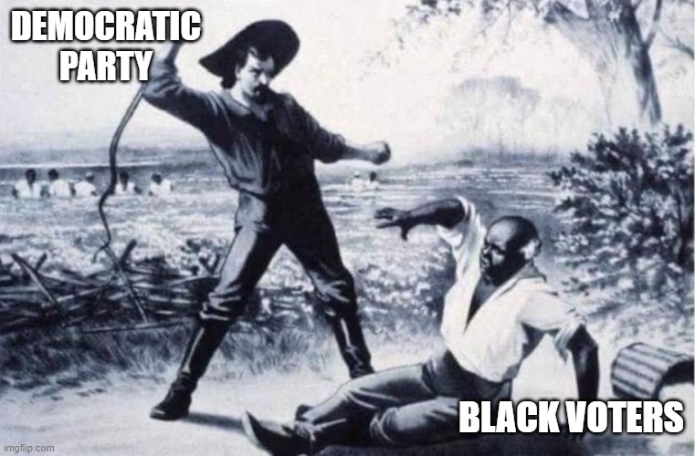 whip slave | DEMOCRATIC PARTY; BLACK VOTERS | image tagged in whip slave | made w/ Imgflip meme maker