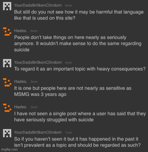 Should comments/posts mentioning suicide as a form of harassment be deleted/disapproved? | made w/ Imgflip meme maker