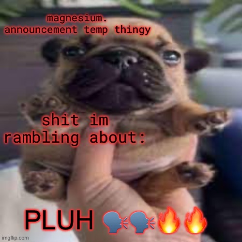 pug temp | PLUH 🗣️🗣️🔥🔥 | image tagged in pug temp | made w/ Imgflip meme maker