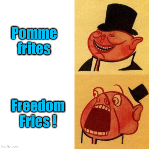 Boo Zhwah Pigs ! | Pomme frites; Freedom Fries ! | image tagged in porky the capitalist pig likes v dislikes,political meme,politics,funny memes,funny | made w/ Imgflip meme maker