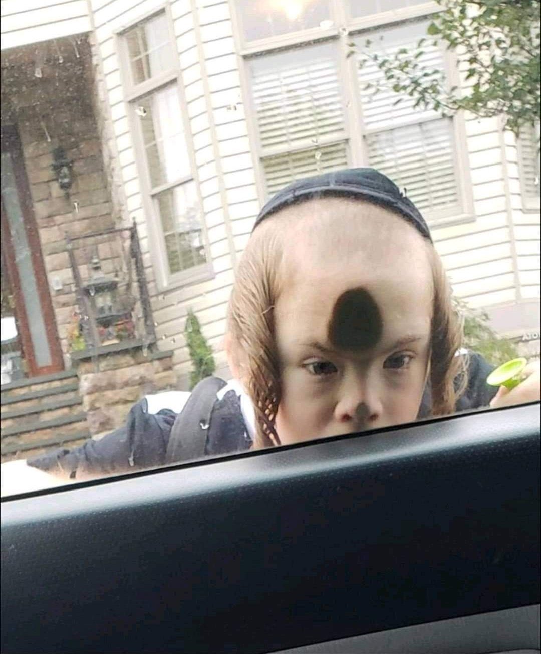 Jewish kid lurking into car. Blank Meme Template