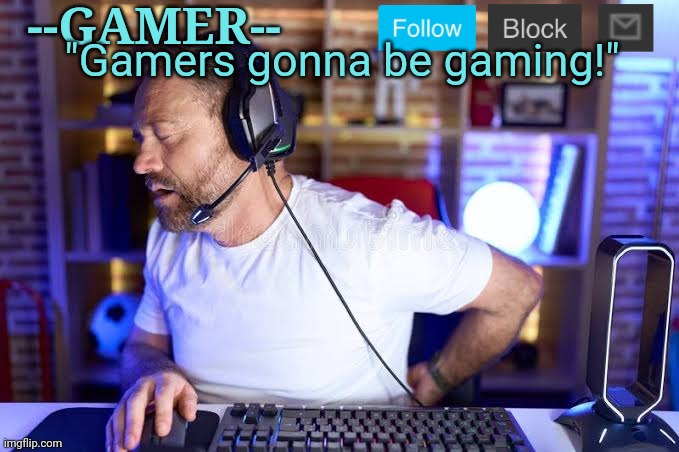 --GAMER-- "Gamers gonna be gaming!" | made w/ Imgflip meme maker