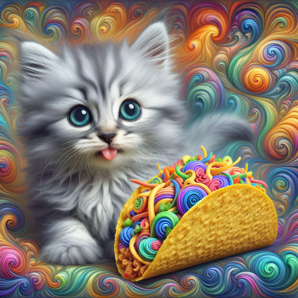 Kitten eating a rainbow taco Blank Meme Template