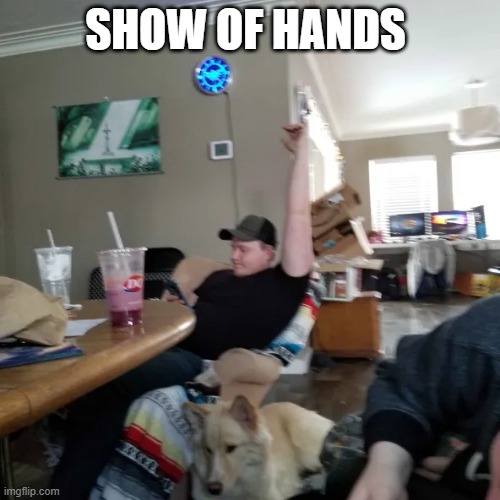 Show of hands | SHOW OF HANDS | image tagged in funny | made w/ Imgflip meme maker