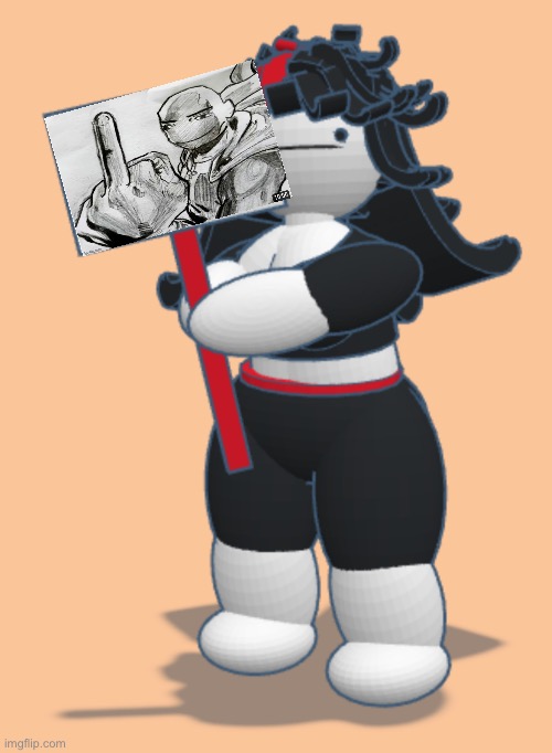 Claire with sign | image tagged in claire with sign | made w/ Imgflip meme maker