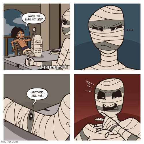 Mummy cast | image tagged in mummy,cast,leg,comics,comics/cartoons,casts | made w/ Imgflip meme maker