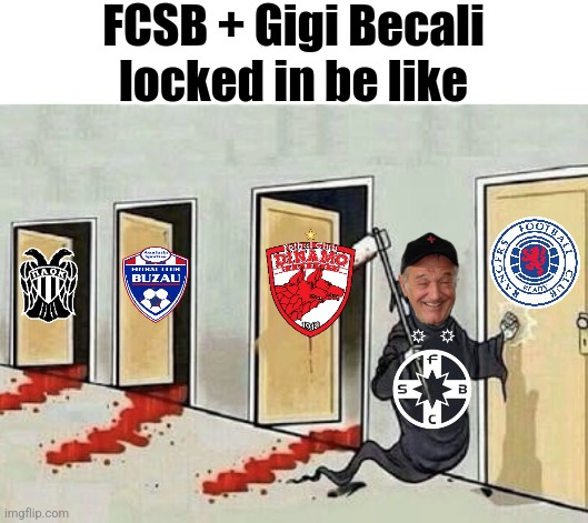 FCSB gonna make a new victim, it's Rangers | FCSB + Gigi Becali locked in be like | image tagged in grim reaper 4 doors,rangers,fcsb,superliga,europa league,gigi becali | made w/ Imgflip meme maker