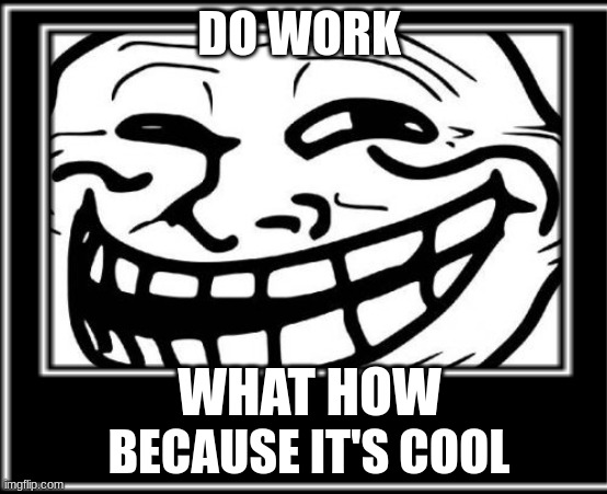 WHAT HOW | DO WORK; WHAT HOW; BECAUSE IT'S COOL | image tagged in memes | made w/ Imgflip meme maker