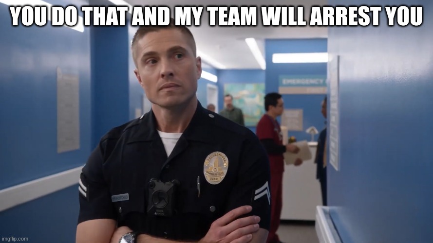 tim Bradford | YOU DO THAT AND MY TEAM WILL ARREST YOU | image tagged in tim bradford | made w/ Imgflip meme maker